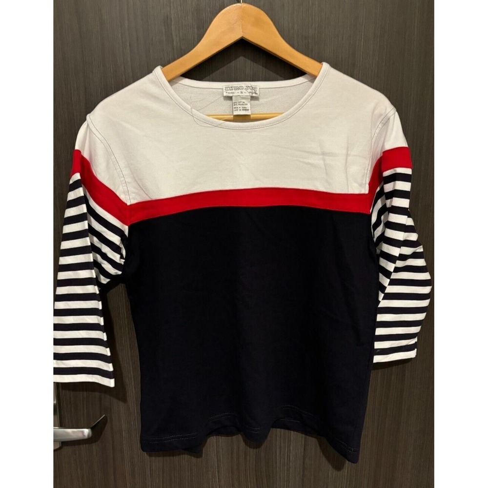 Euro Joy Shirt Womens Small 3/4‎ Sleeve BEACH COASTAL NAUTICAL